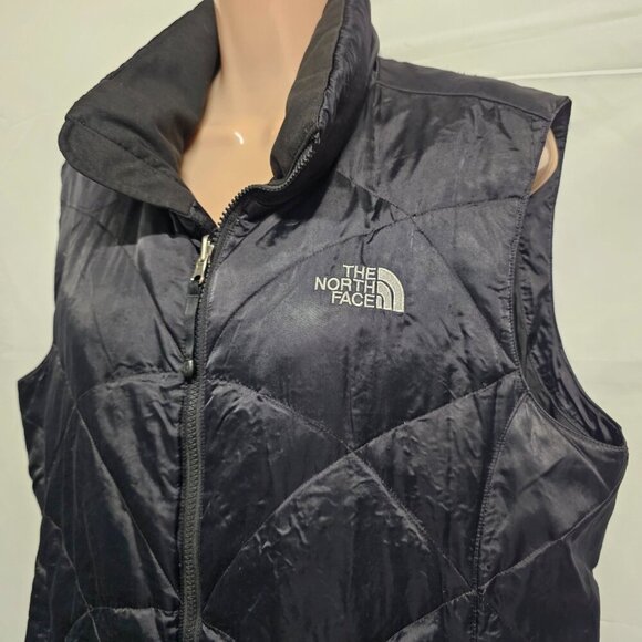 The North Face 550 Goose Down Puffer Vest Women Size L Black Quilted Full Zip - Picture 10 of 13